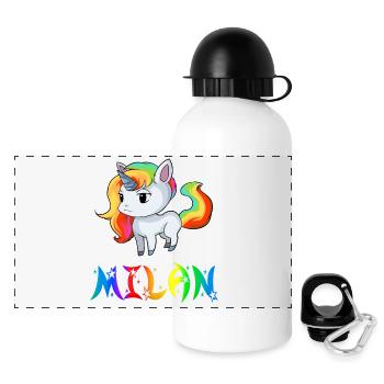 Einhorn Milan - Panorama Trinkflasche mit Deckel 500 ml - Weiß - Vorne