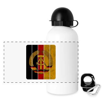 DDR Balken im Vintage Design / Geschenk Ostalgie - Panorama Trinkflasche mit Deckel 500 ml - Weiß - Vorne