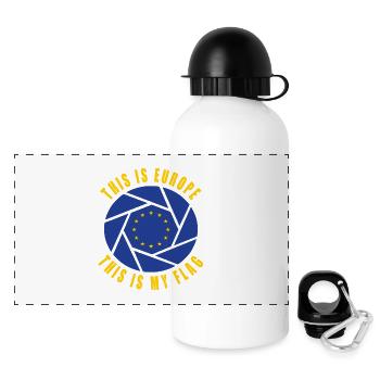 Europe Design / Drapeau Européen Bruxelles - Gourde panoramique avec couvercle 500 ml - blanc - Devant