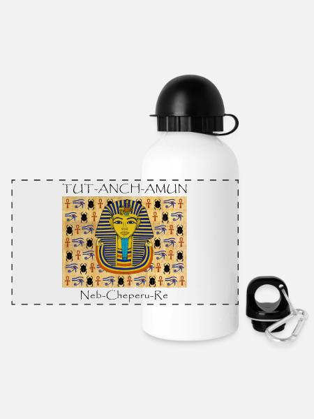 Toutankhamon I Papyrus I hiéroglyphes - Gourde panoramique avec couvercle 500 ml - blanc