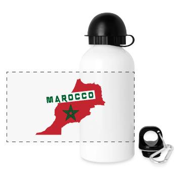 Carte du Maroc avec drapeau national - Gourde panoramique avec couvercle 500 ml - blanc - Devant