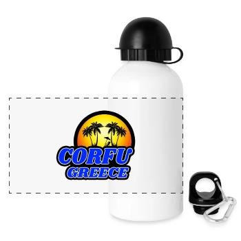 Korfu Griechenland Design / Geschenkidee - Panorama Trinkflasche mit Deckel 500 ml - Weiß - Vorne