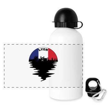 Lyon France Skyline Silhouette Drapeau Français Voyage - Gourde panoramique avec couvercle 500 ml - blanc - Devant