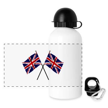 Union Jack Flag Twin Racing Flags - Panoramic Thermal Bottle with Lid 500 ml - white - Front