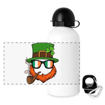 Funny Leprechaun Patty Gnome Paddy St. Patricks Day - Panoramic Thermal Bottle with Lid 500 ml - white - Front