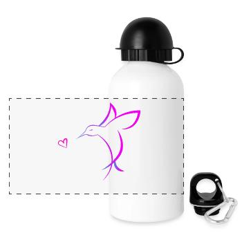 Colibri avec coeur - Gourde panoramique avec couvercle 500 ml - blanc - Devant