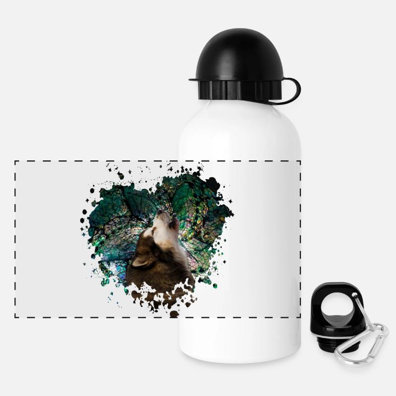 Howling malamute - Panoramic Thermal Bottle with Lid 500 ml - white