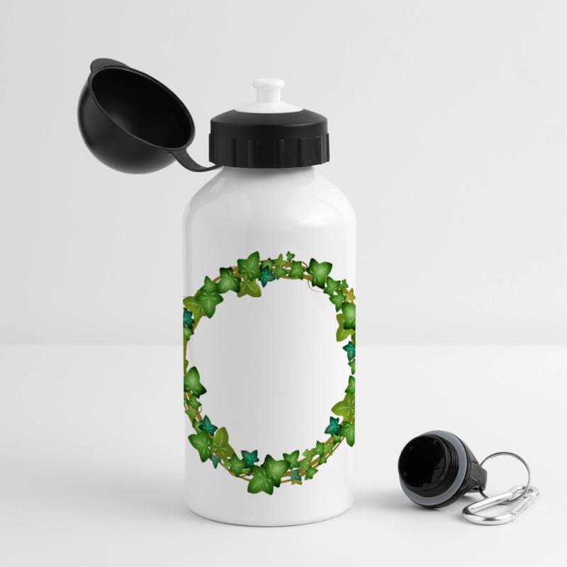dekorativer Efeu Kranz oder Efeu Rahmen Panorama Trinkflasche mit Deckel 500 ml