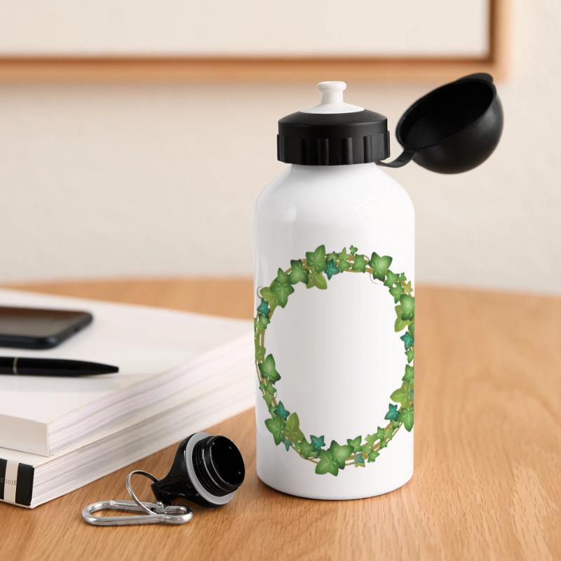 dekorativer Efeu Kranz oder Efeu Rahmen Panorama Trinkflasche mit Deckel 500 ml