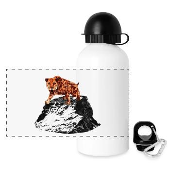 smilodon, raubkatze männer, Säbelzahntiger, Urzeit - Panorama Trinkflasche mit Deckel 500 ml - Weiß - Vorne
