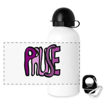 Lettering Pause - Panoramic Thermal Bottle with Lid 500 ml - white - Front