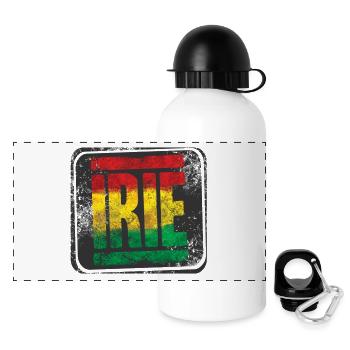 Authentisches Rasta-Design mit Farbverlauf - Panorama Trinkflasche mit Deckel 500 ml - Weiß - Vorne