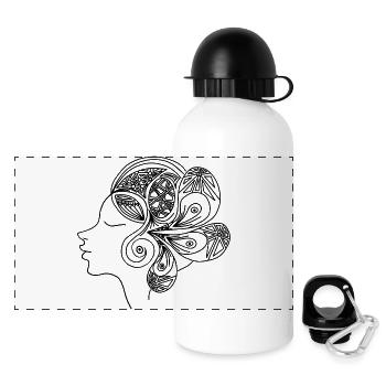 Profile Portrait Woman Women Dream - Panoramic Thermal Bottle with Lid 500 ml - white - Front
