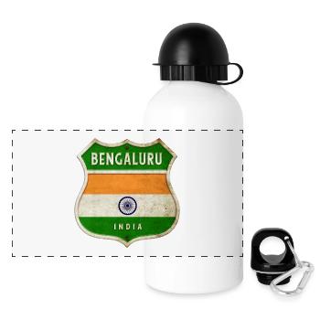 Bengaluru Indien Wappen Flaggen Design - Panorama Trinkflasche mit Deckel 500 ml - Weiß - Vorne