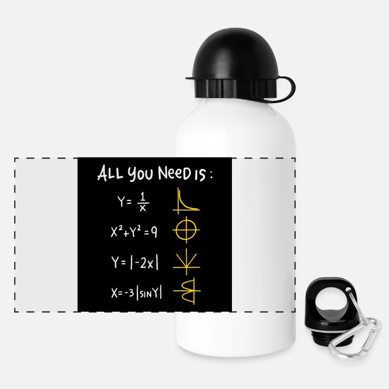All You Need Is: Math Icons - Panoramic Thermal Bottle with Lid 500 ml - white