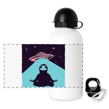 Space Yoga Master with Planetary Disc - Panoramic Thermal Bottle with Lid 500 ml - white - Front