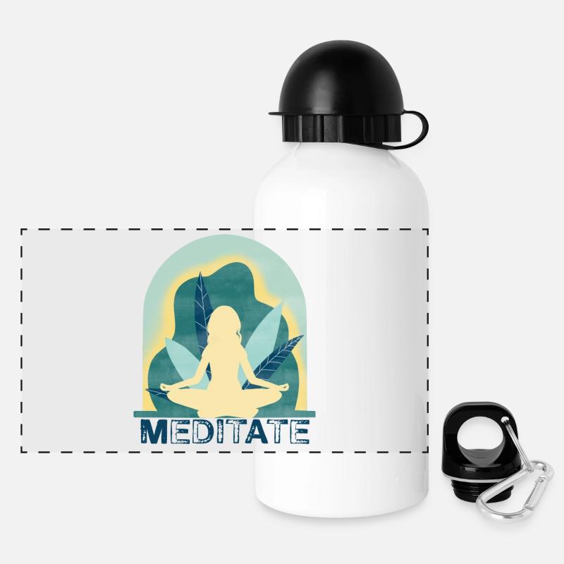 Yoga - Panorama Trinkflasche mit Deckel 500 ml - Weiß