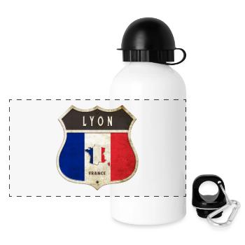 Lyon France Armoiries Drapeaux Design - Gourde panoramique avec couvercle 500 ml - blanc - Devant