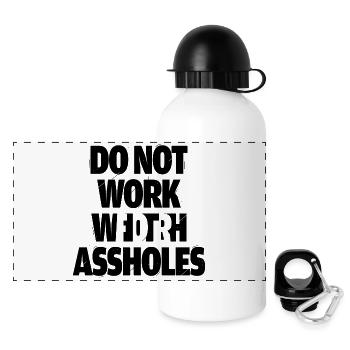 Do not work with assholes - Panoramic Thermal Bottle with Lid 500 ml - white - Front