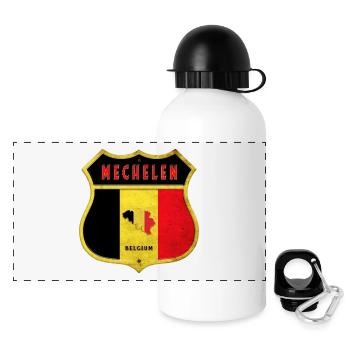 Malines Belgique Armoiries Drapeaux Design - Gourde panoramique avec couvercle 500 ml - blanc - Devant