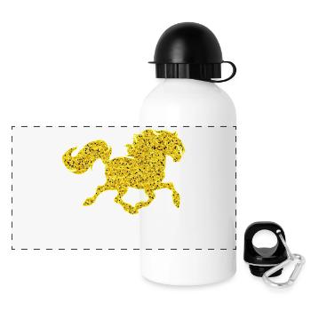 Pferdeliebe Pferde Cool Islandpferde Pferdenarr - Panorama Trinkflasche mit Deckel 500 ml - Weiß - Vorne