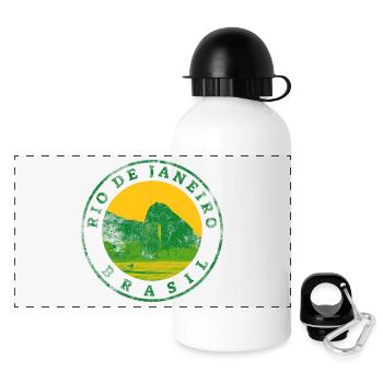 Rio de Janeiro Emblem: Strand & Berge - Panorama Trinkflasche mit Deckel 500 ml - Weiß - Vorne