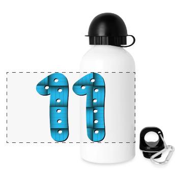Number 11 - NUMBER ELEVEN - 11th birthday - Panoramic Thermal Bottle with Lid 500 ml - white - Front