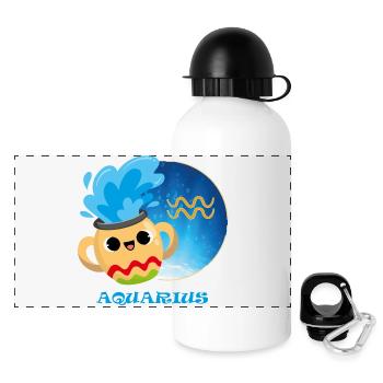 Zodiac sign Aquarius - Panoramic Thermal Bottle with Lid 500 ml - white - Front