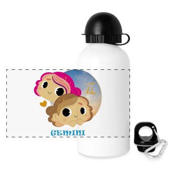 Zodiac sign Gemini - Panoramic Thermal Bottle with Lid 500 ml - white - Front