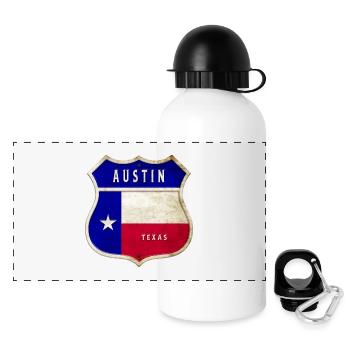 Drapeaux à écusson Austin Texas - Gourde panoramique avec couvercle 500 ml - blanc - Devant