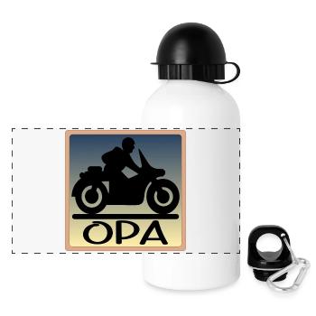 Motocycliste - GRAND-PÈRE - FÊTE DES PÈRES - Gourde panoramique avec couvercle 500 ml - blanc - Devant