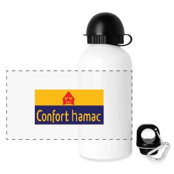 Hängemattenkomfort - Panorama Trinkflasche mit Deckel 500 ml - Weiß - Vorne