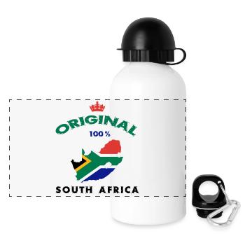 Design original 100 % drapeau de l'Afrique du Sud - Gourde panoramique avec couvercle 500 ml - blanc - Devant