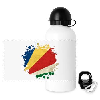 Seychelles blob flag design - Panoramic Thermal Bottle with Lid 500 ml - white - Front