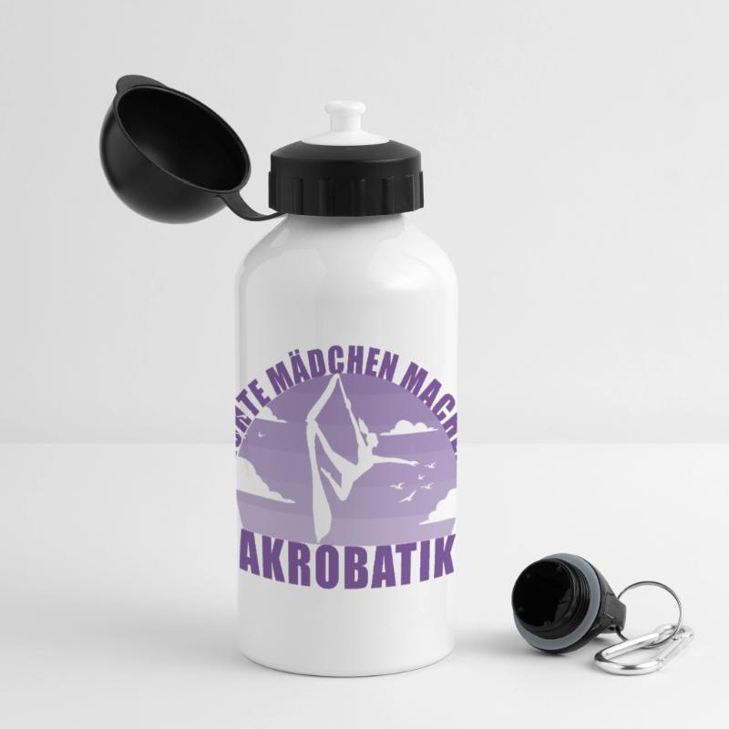 Echte Mädchen machen Akrobatik! Geschenk Panorama Trinkflasche mit Deckel 500 ml
