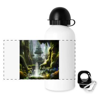 Fantasy landscape in the morning. - Panoramic Thermal Bottle with Lid 500 ml - white - Front