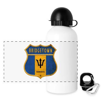 Bridgetown Barbados Wappen Flaggen Design - Panorama Trinkflasche mit Deckel 500 ml - Weiß - Vorne