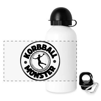 Korbball Monster (schwarze Schrift) - Panorama Trinkflasche mit Deckel 500 ml - Weiß - Vorne