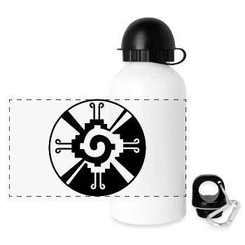 Galactic Butterfly Hunab Ku - aztec symbol - Panoramic Thermal Bottle with Lid 500 ml - white - Front