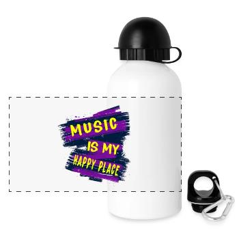 Musik ist mein Lieblingsplatz - Panorama Trinkflasche mit Deckel 500 ml - Weiß - Vorne