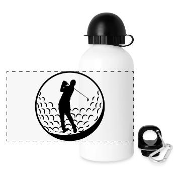 Achtzehn Löcher Golf - Panorama Trinkflasche mit Deckel 500 ml - Weiß - Vorne