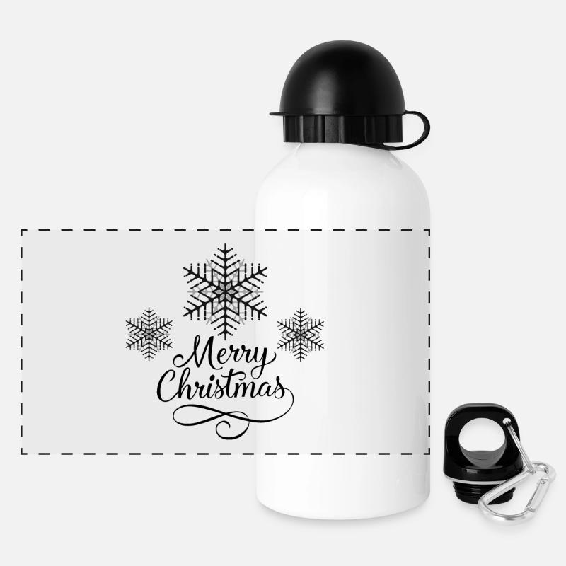 snowflake Merry Christmas - Panoramic Thermal Bottle with Lid 500 ml - white