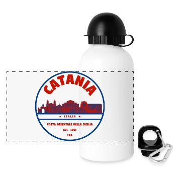 Catania Skyline Round Logo Italy - Panoramic Thermal Bottle with Lid 500 ml - white - Front