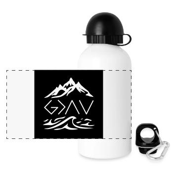 God is greater (white on black) - Panoramic Thermal Bottle with Lid 500 ml - white - Front