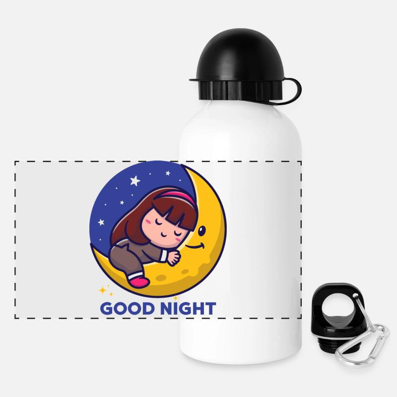 Good night - Panorama Trinkflasche mit Deckel 500 ml - Weiß