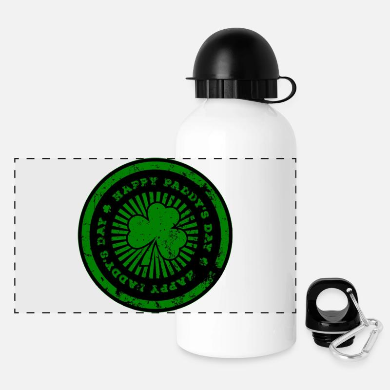 St Patrick's Day Green Footprint - Panoramic Thermal Bottle with Lid 500 ml - white