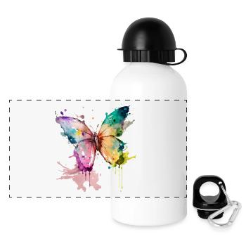flatterne Träume - Panorama Trinkflasche mit Deckel 500 ml - Weiß - Vorne