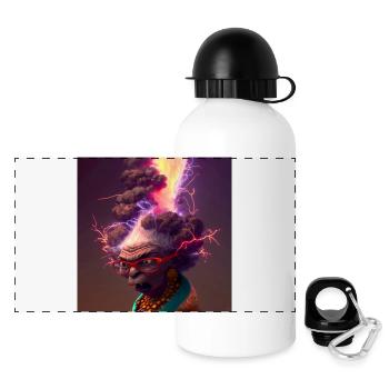 elektrik portrait 13 - Neon Volcanic Grandma - Panoramic Thermal Bottle with Lid 500 ml - white - Front
