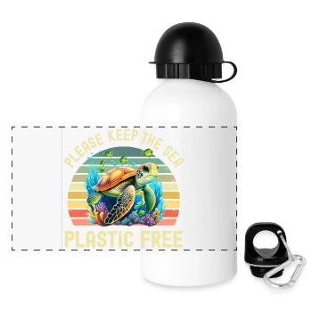 Sea Turtle Environmental Protection - Panoramic Thermal Bottle with Lid 500 ml - white - Front