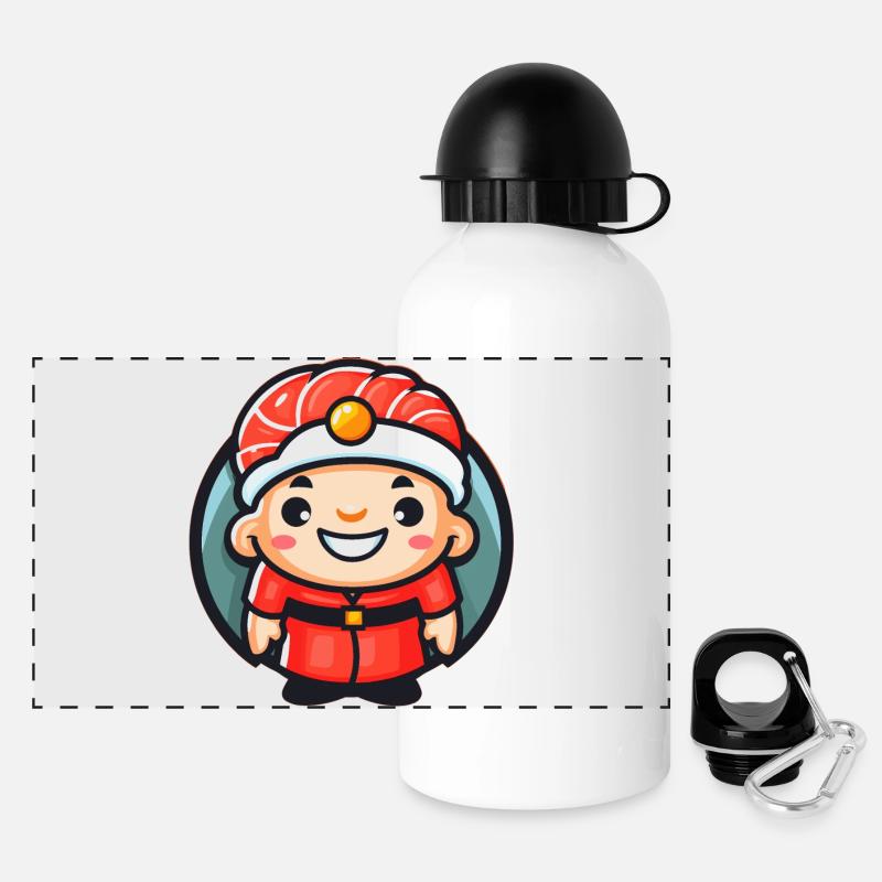 Mascotte du chef sushi - Gourde panoramique avec couvercle 500 ml - blanc